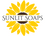 Sunlit Soaps logo with yellow sunflower design on a white background